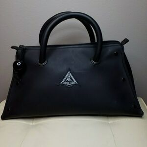 Vintage Early 90s Black Rubber Satchel Bag Unique Retro Architectual